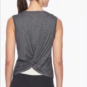 Athleta Twist Back Muscle Tank Crop Top Dark Heathered Gray XS